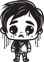 Mournful Max Sullen Little Boy Vector Icon Weeping Will Tearful Cartoon Boy Emblem