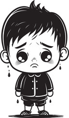 Tear Streaked Tim Emotional Cartoon Boy Symbol Weepy Willy Tearful Little Boy Logo