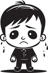 Melancholy Milo Sorrowful Cartoon Boy Vector Icon Tearful Ted Tearful Little Boy Emblem