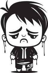 Tearful Tommy Emotional Little Boy Logo Design Sobbing Scott Melancholic Cartoon Boy Vector Icon