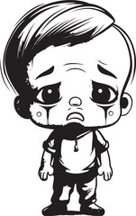 Desolate Danny Distressed Cartoon Boy Symbol Tearful Tommy Emotional Little Boy Logo Design
