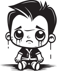 Dismal Dave Tearful Cartoon Boy Symbol Tear Streaked Tommy Melancholic Little Boy Logo Design