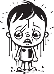 Sobbing Sam Tearful Cartoon Boy Vector Icon Tearful Tony Despondent Little Boy Emblem