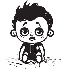 Tearful Tommy Emotional Little Boy Logo Design Sobbing Scott Melancholic Cartoon Boy Vector Icon