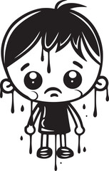 Gloomy Gus Heartfelt Cartoon Boy Vector Icon Tearful Timmy Sorrowful Little Boy Emblem