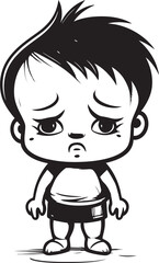 Tearful Timmy Sorrowful Little Boy Emblem Dismal Dave Tearful Cartoon Boy Symbol