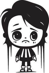 Sobbing Scott Melancholic Cartoon Boy Vector Icon Tear Stained Terry Depressed Little Boy Emblem