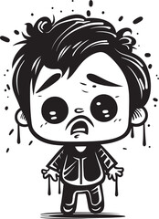 Mournful Max Distressed Cartoon Boy Symbol Teary Eyed Todd Tearful Little Boy Logo