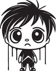 Gloomy Gus Heartfelt Cartoon Boy Vector Icon Tearful Timmy Sorrowful Little Boy Emblem