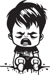 Tearful Timmy Cartoon Boy Logo Design Sobbing Sam Sad Little Boy Vector Icon