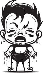 Sobbing Sam Sad Little Boy Vector Icon Weeping Will Melancholic Cartoon Emblem
