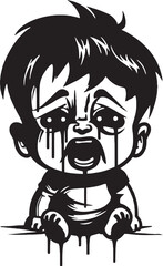 Mournful Max Pensive Cartoon Vector Icon Despondent Danny Depressed Boy Emblem