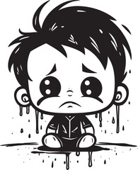 Dismal Dan Tearful Little Boy Symbolism Gloomy Greg Tearful Cartoon Boy Logo