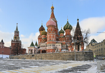 Fototapeta na wymiar Red Square in Moscow after a snowfall.