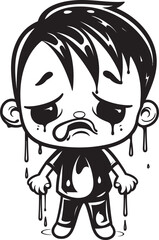 Sorrowful Seth Crying Little Boy Symbol Tear Streaked Timmy Emotional Little Boy Logo