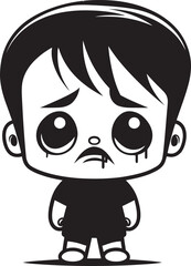 Dismal Danny Tearful Little Boy Symbol Gloomy Gus Emotional Cartoon Boy Logo