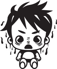 Weepy Willy Crying Cartoon Boy Emblem Dismal Danny Tearful Little Boy Symbol