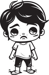 Gloomy Gus Emotional Cartoon Boy Logo Melancholy Milo Tearful Little Boy Vector Icon