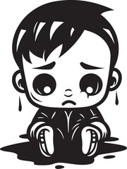 Tear Streaked Tyler Sad Cartoon Boy Emblem Sorrowful Seth Tearful Little Boy Symbol