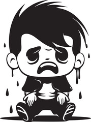 Crybaby Chris Emotional Cartoon Boy Logo Tearful Terry Tearful Little Boy Vector Icon