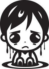 Tearful Todd Tearful Little Boy Vector Icon Despondent Dylan Sad Cartoon Boy Emblem