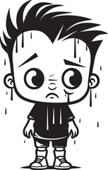 Weepy Willy Sad Cartoon Boy Emblem Dismal Danny Tearful Little Boy Symbol