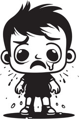 Gloomy Gus Tearful Cartoon Boy Logo Design Melancholy Milo Tearful Little Boy Vector Icon