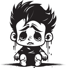 Sobbing Steve Emotional Cartoon Boy Logo Tearful Tom Tearful Little Boy Vector Icon