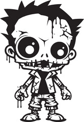 Ghastly Grin Cute Zombie Vector Icon Sinister Sweetness Creepy Cartoon Emblem