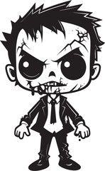 Gruesome Grins Cute Zombie Vector Icon Charming Corpses Creepy Cartoon Emblem