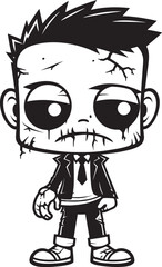 Lovable Lurchers Cartoon Zombie Logo Eerie Endearment Cute Zombie Vector Icon