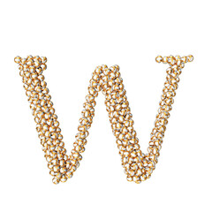 Symbol made of golden volleyballs. letter w