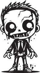 Gruesome Grins Creepy Cartoon Emblem Chilling Charm Zombie Symbol