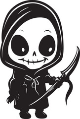 Darling Doom Cartoon Grim Ripper Logo Design Precious Phantom Lovely Grim Reaper Vector Icon