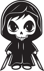Precious Phantom Lovely Grim Reaper Vector Icon Grim Grin Adorable Grim Ripper Emblem
