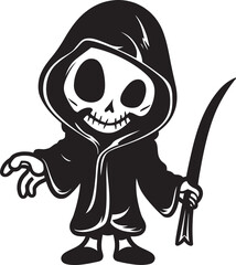 Grim Guide Cute Little Reaper Emblem Charming Corpses Whimsical Grim Symbol