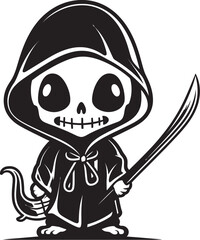 Petite Perisher Delightful Grim Reaper Vector Icon Grim Guide Cute Little Reaper Emblem