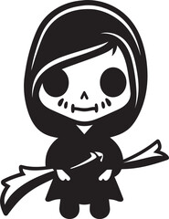 Cuddly Conductor Little Grim Reaper Symbol Bitty Banshee Whimsical Cartoon Grim Ripper Logo