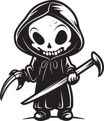 Cherubic Conductor Sweet Grim Ripper Logo Design Creepy Cuteness Cute Reaper Vector Icon