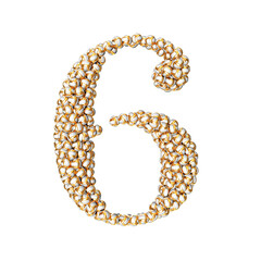 Obraz premium Symbol made of golden volleyballs. number 6