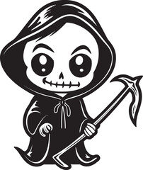 Creepy Charisma Cute Reaper Vector Icon Sinister Smiles Mischievous Grim Emblem