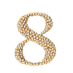 Obraz premium Symbol made of golden volleyballs. number 8