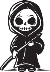 Petite Perisher Sweet Grim Ripper Logo Design Creepy Charisma Cute Reaper Vector Icon