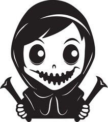 Spooky Silliness Lovely Grim Vector Icon Darling Doom Adorable Little Reaper Emblem