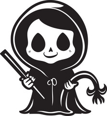 Cherubic Conductor Sweet Grim Ripper Logo Design Creepy Cuteness Cute Reaper Vector Icon