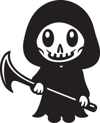 Adorable Afterlife Cartoon Grim Ripper Vector Icon Darling Darkness Adorable Little Reaper Emblem