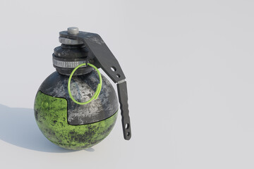 3d render Grenade isolated on white background High resolution illustration with empty space
