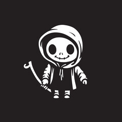 Darling Death Lovely Grim Reaper Vector Icon Grim Grin Adorable Little Reaper Emblem