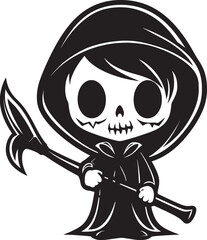 Grim Grin Adorable Little Reaper Emblem Angel of Afterlife Playful Grim Symbol