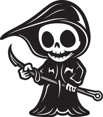 Sweet Soul Reaper Lovely Grim Reaper Vector Icon Miniature Mortality Tiny Grim Ripper Emblem